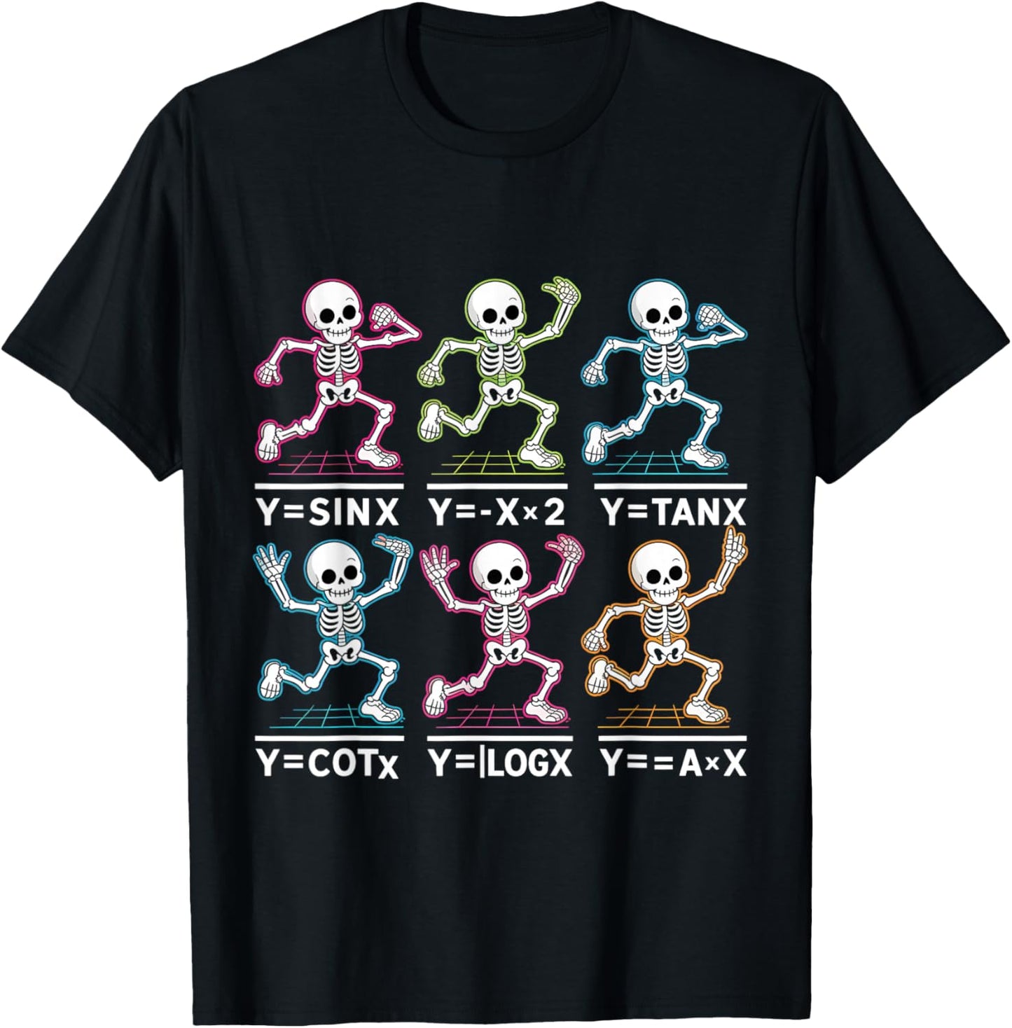 Algebra Dance Funny Function Skeleton Geek Pun Math Equation T-Shirt - T-Shirt | Black