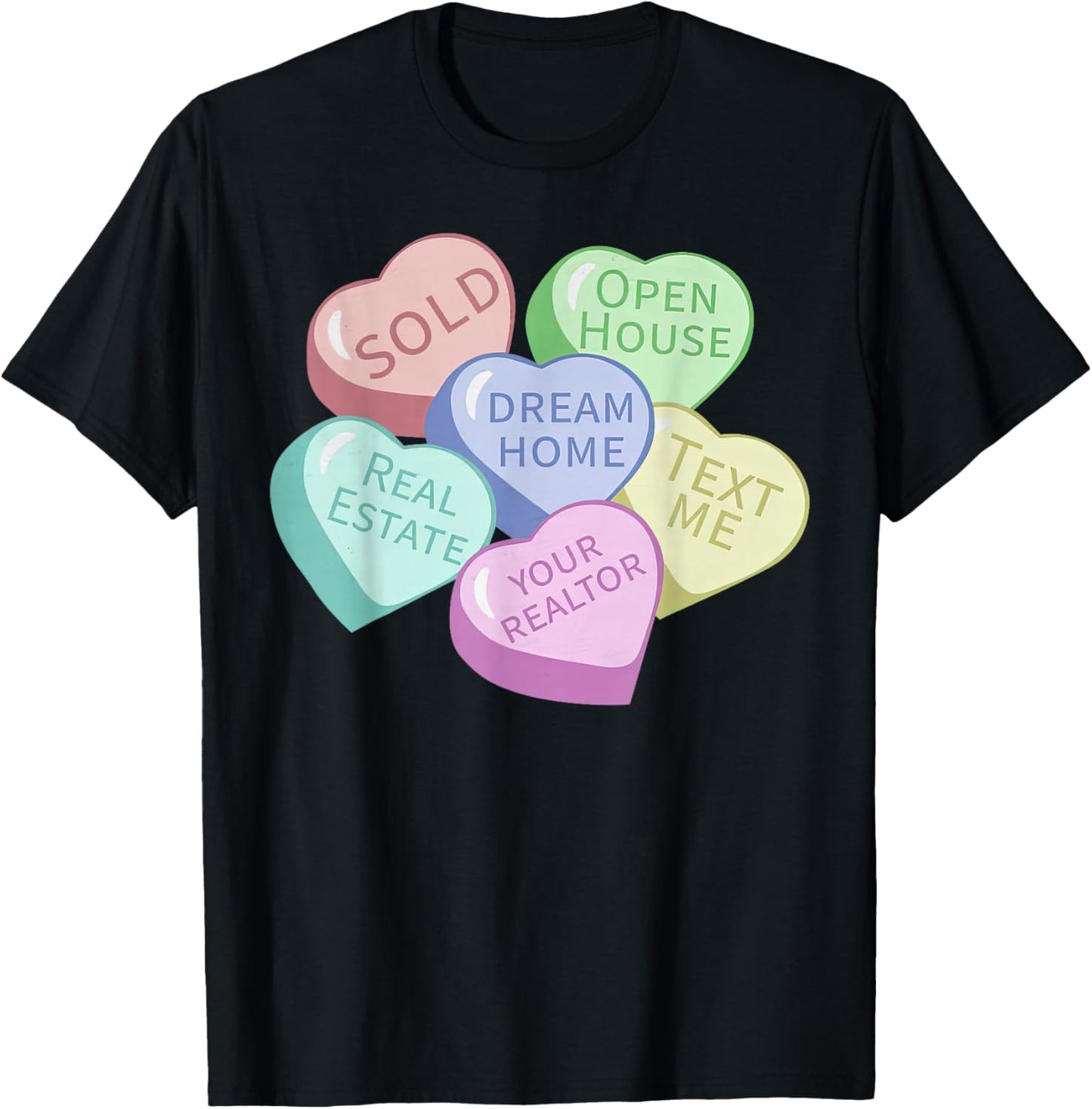 Heart Candy Valentines Realtor Real Estate Agent Investor T-Shirt - T-Shirt | Black