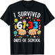 I Survived 67+33 Days of School Teacher 100 Days of School T-Shirt - T-Shirt | Black