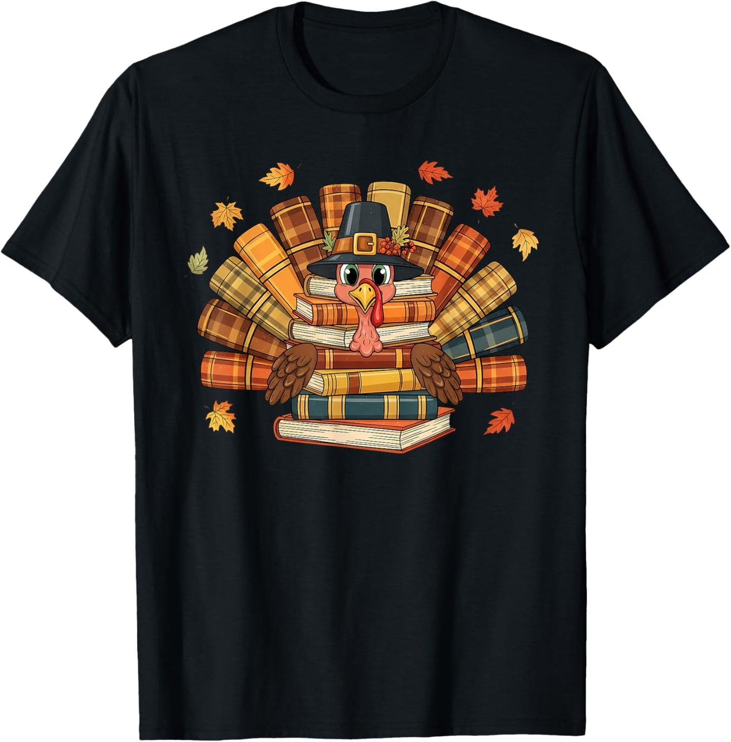 Thanksgiving Turkey Reading Book Fall Season Teacher Costume T-Shirt - T-Shirt | Black