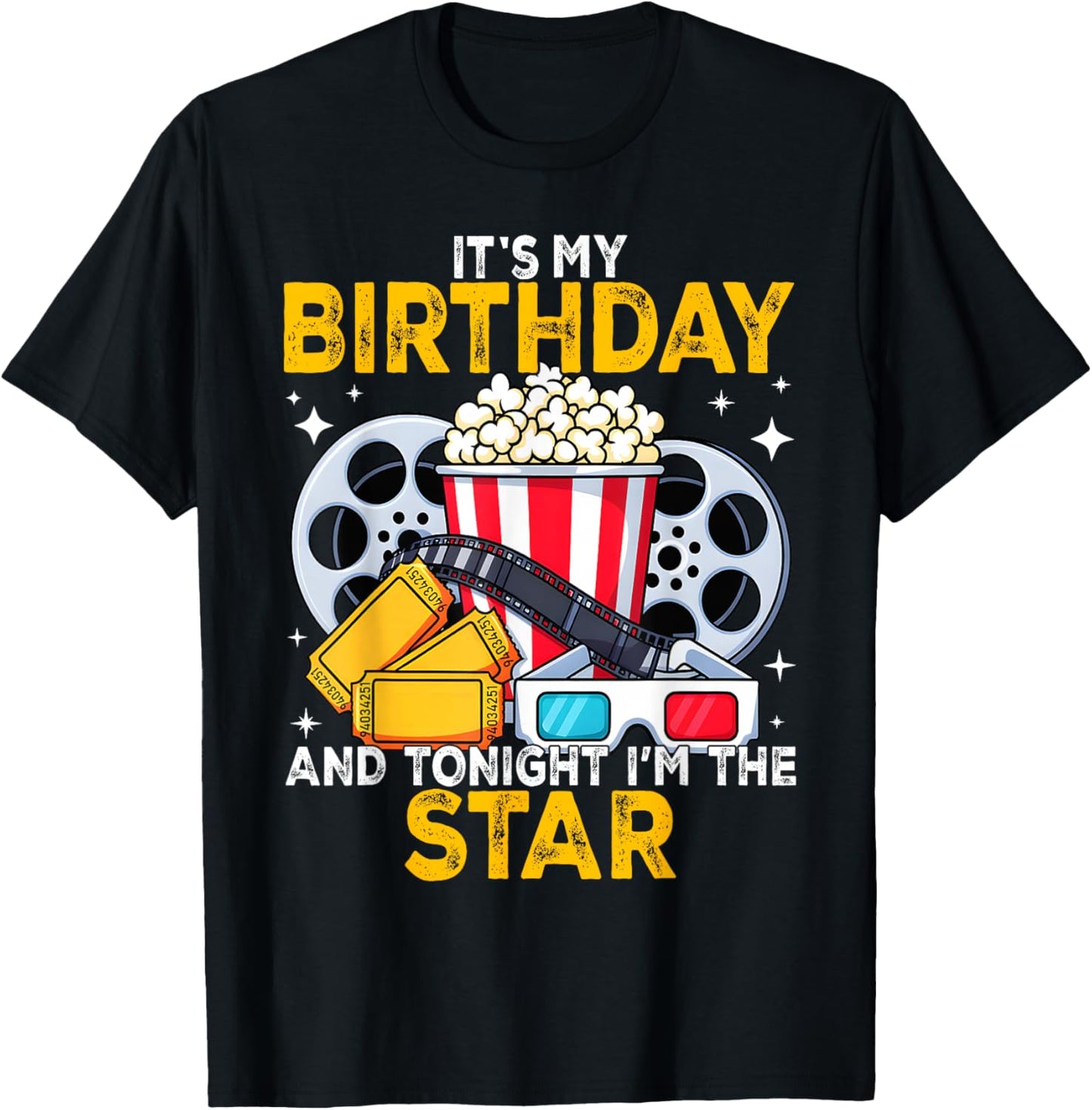 Birthday Party Theme Family Movie Night Boys Girls T-Shirt - T-Shirt | Black