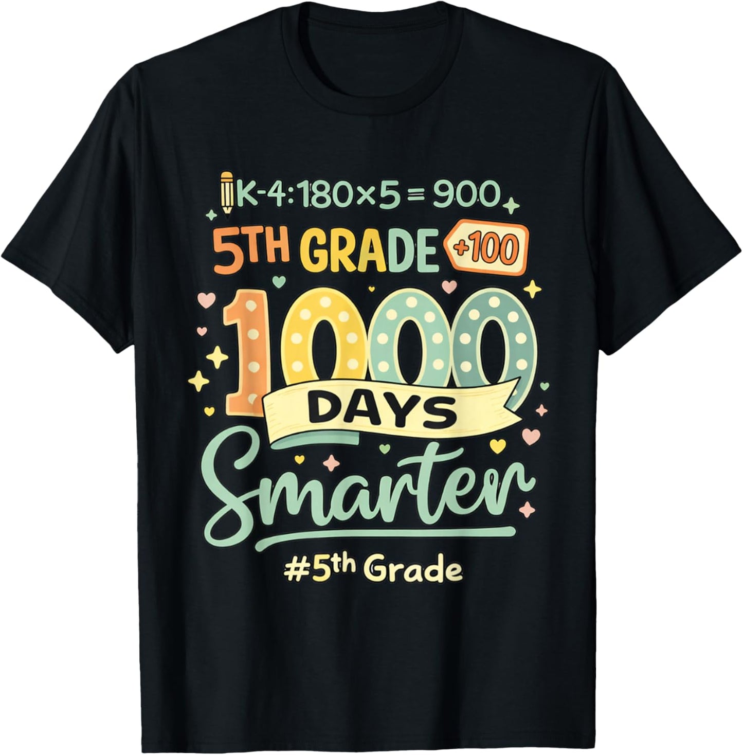 Happy 1000th Day of School 5th Grade Teacher Student Fifth T-Shirt - T-Shirt | Black