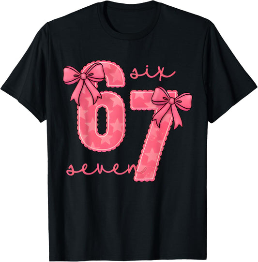 Funny 6 7 Six Seven 67 Meme Valentines Day T-Shirt - T-Shirt | Black