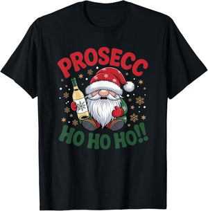 Prosecco Wine Christmas Gnome Prosecc-Ho-Ho-Ho T-Shirt - T-Shirt | Black
