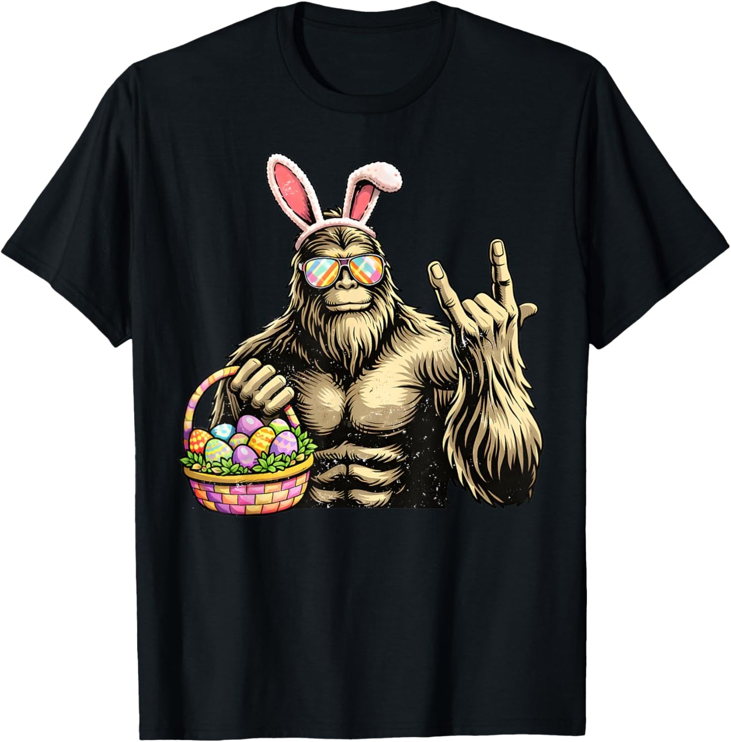 Funny Bigfoot Easter Egg Rock Sasquatch Easter Day T-Shirt - T-Shirt | Black