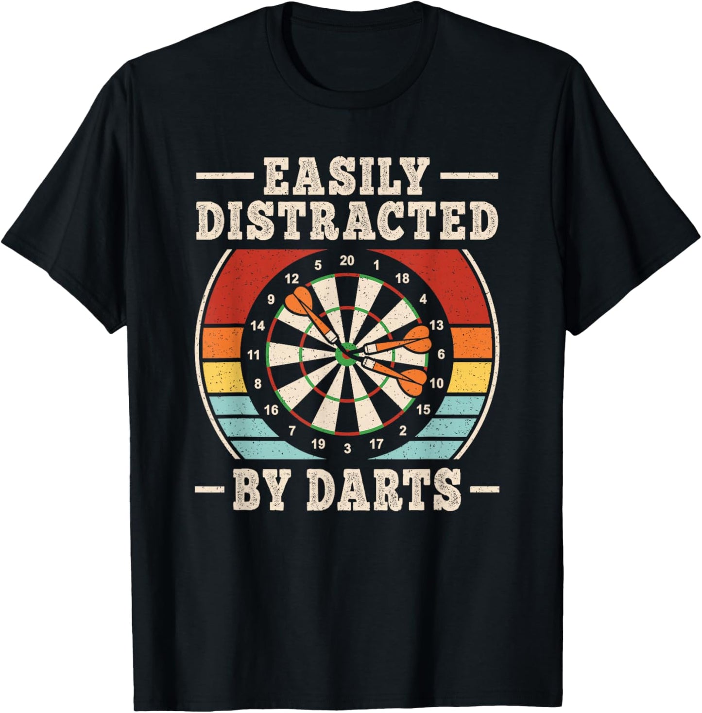Easily Distracted by Darts Dartboard Dart Player Men Women T-Shirt - T-Shirt | Black