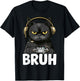 Funny Cat Bruh Meme Gamer Japanese Anime T-Shirt - T-Shirt | Black