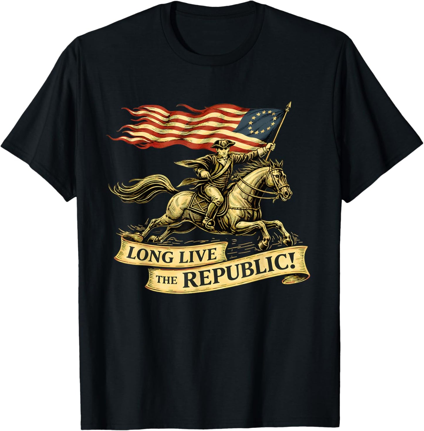 Minuteman Long Live The Republic USA 1776 2026 4th of July T-Shirt - T-Shirt | Black
