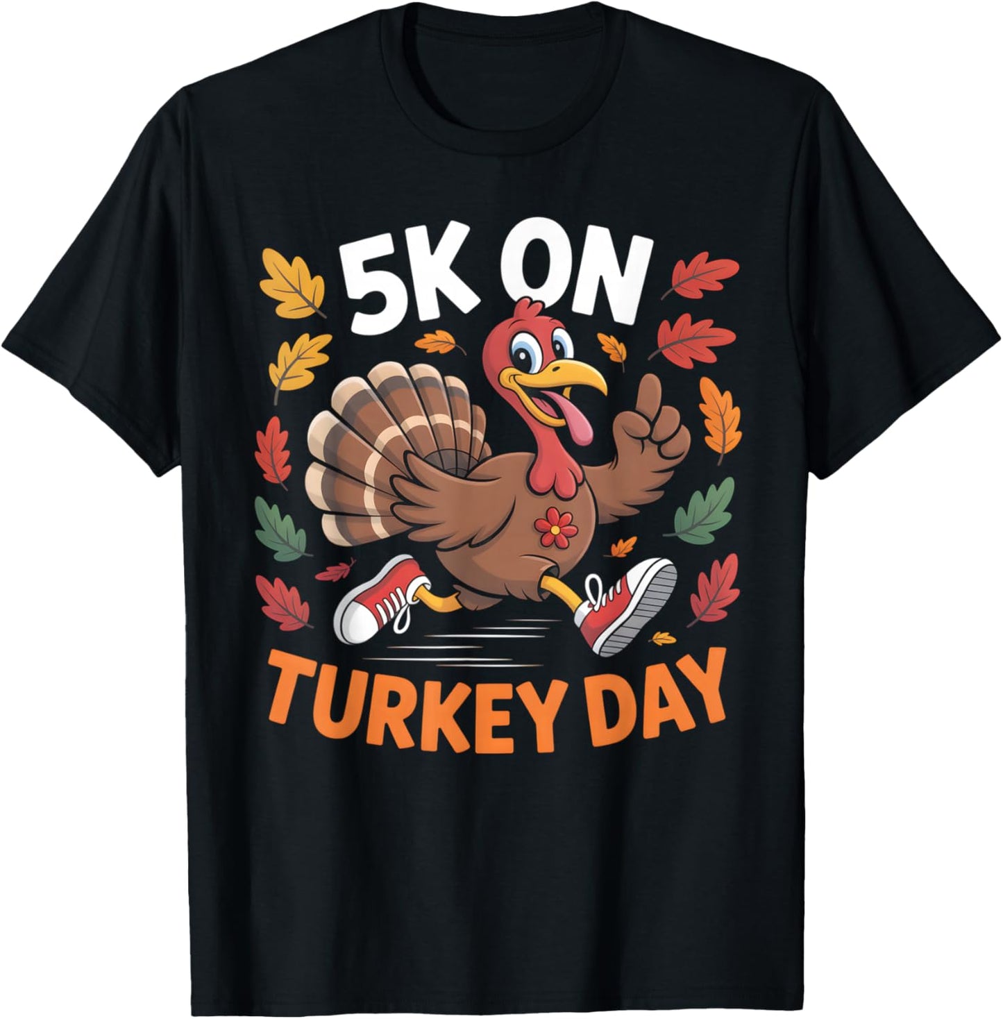 Funny Thanksgiving Turkey Trot 5K Run Fun Turkey Day Jogging T-Shirt - T-Shirt | Black