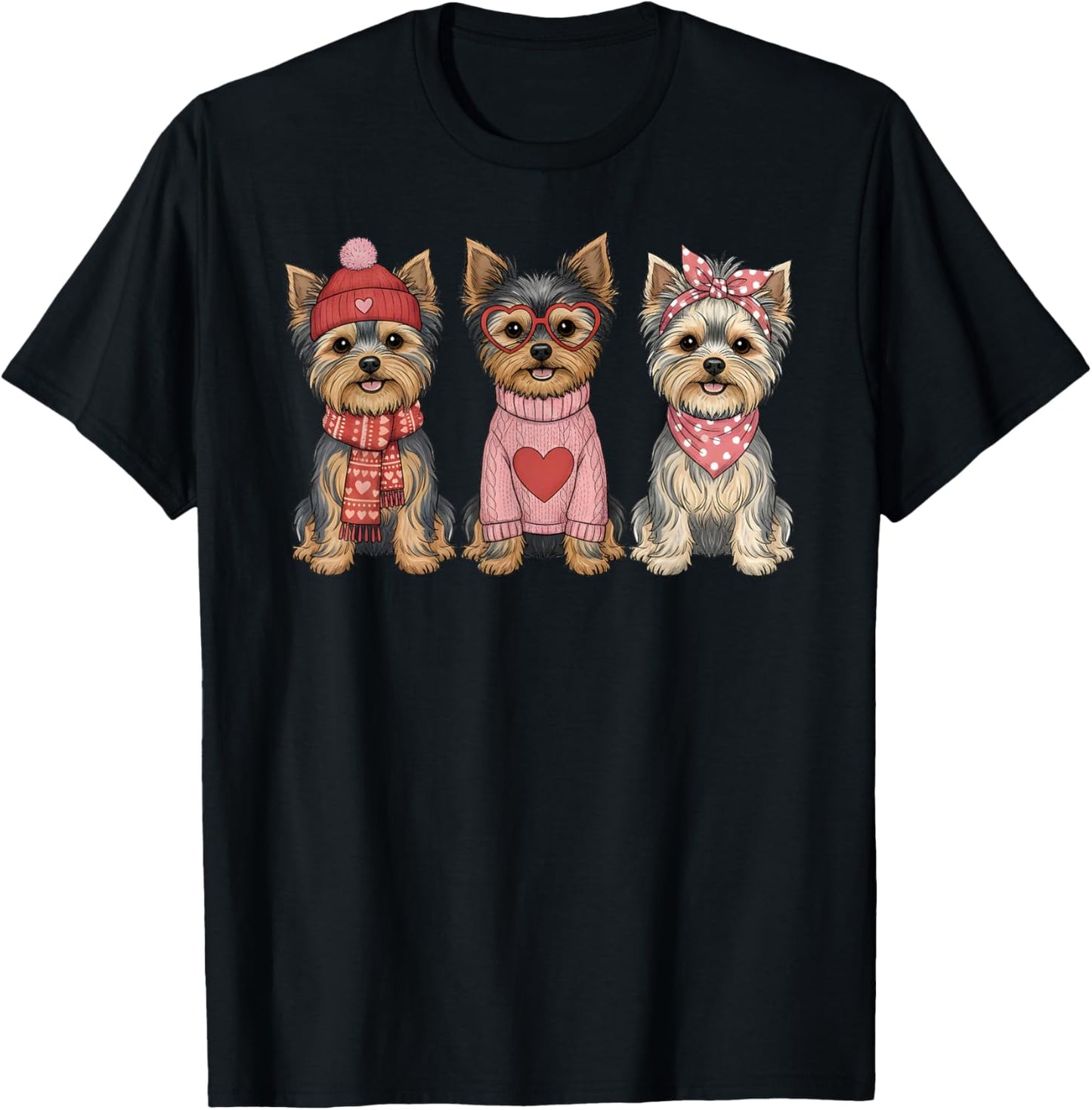 Cute Yorkshire Terrier Valentine Yorkie Dog T-Shirt - T-Shirt | Black
