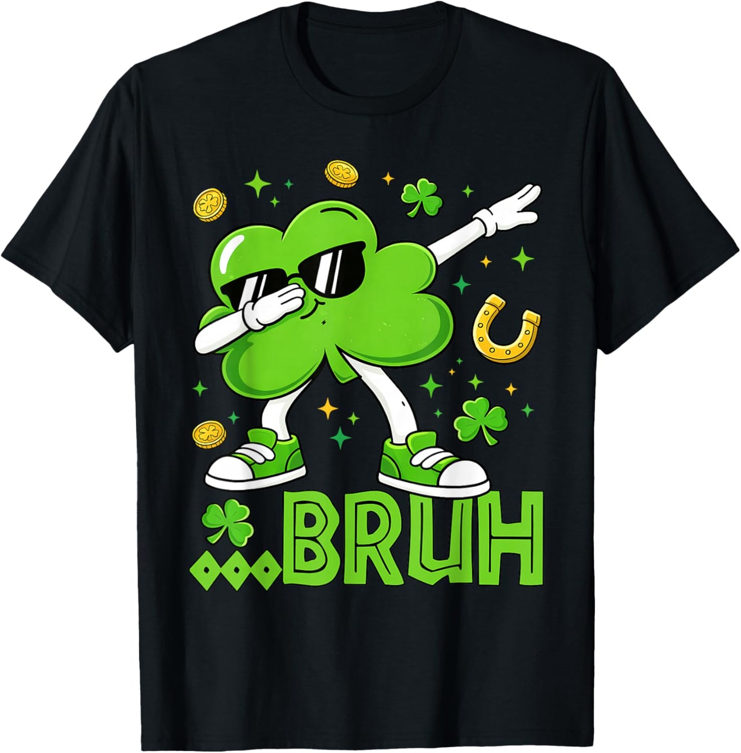 Lucky Shamrock Dab Bruh Leprechaun St Patrick's Day Boys Kid T-Shirt - T-Shirt | Black