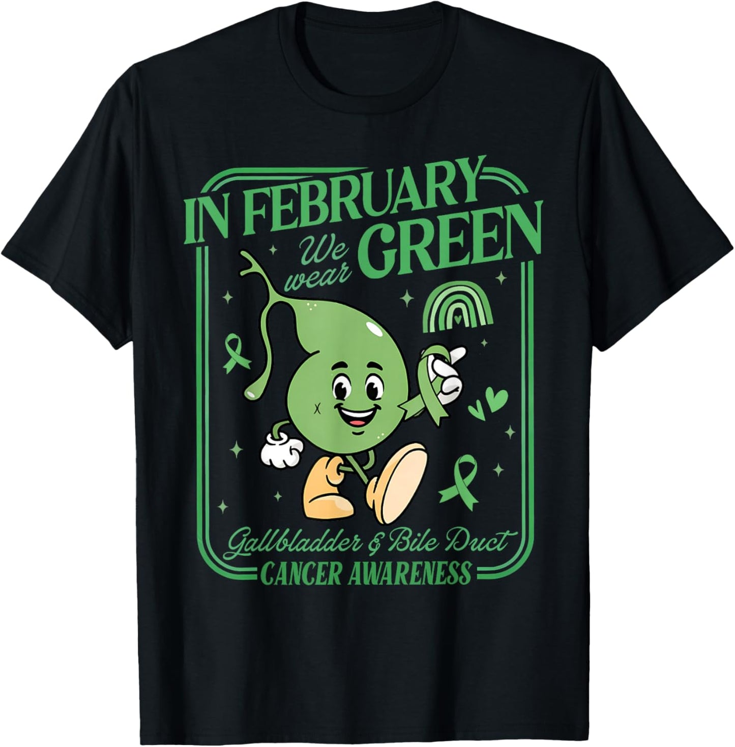 in February We Wear Green Gallbladder & Bile Duct Cancer T-Shirt - T-Shirt | Black