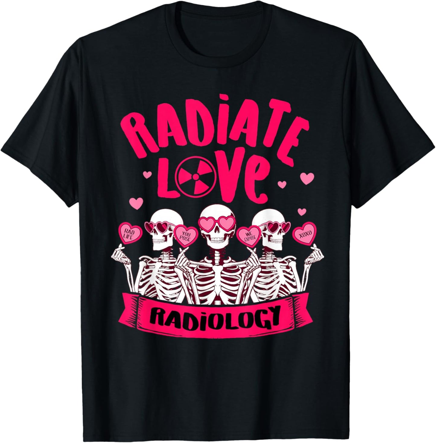 Valentine’s Day Radiate Love Radiology Rad Tech Squad MRI T-Shirt - T-Shirt | Black