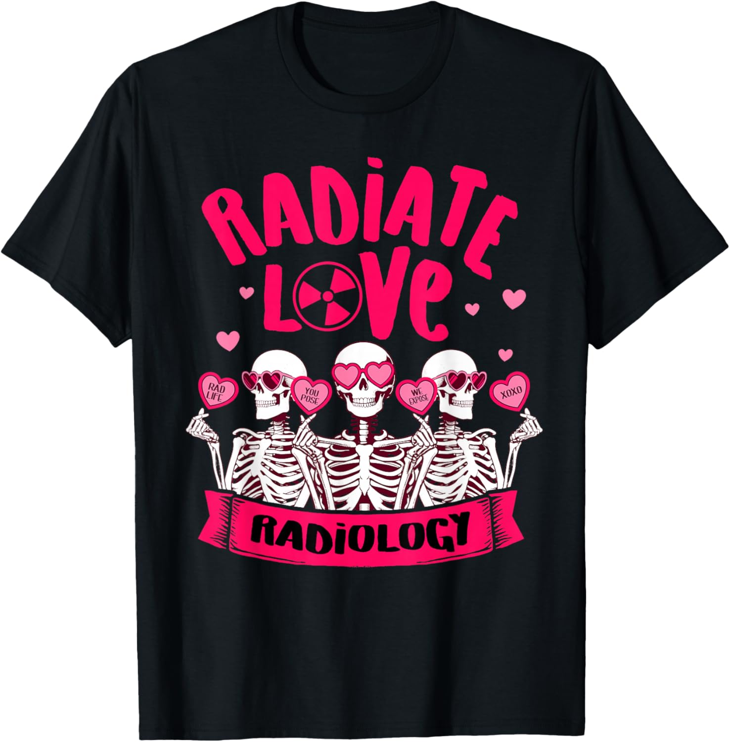 Valentine’s Day Radiate Love Radiology Rad Tech Squad MRI T-Shirt - T-Shirt | Black