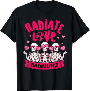 Valentine’s Day Radiate Love Radiology Rad Tech Squad MRI T-Shirt - T-Shirt | Black