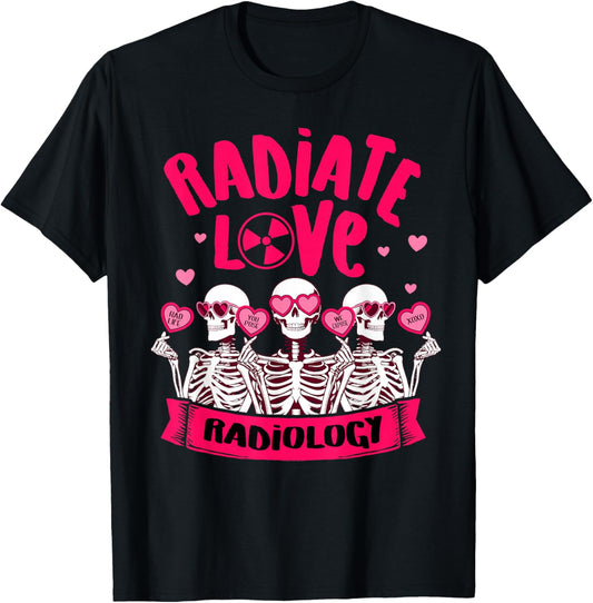 Valentine’s Day Radiate Love Radiology Rad Tech Squad MRI T-Shirt - T-Shirt | Black