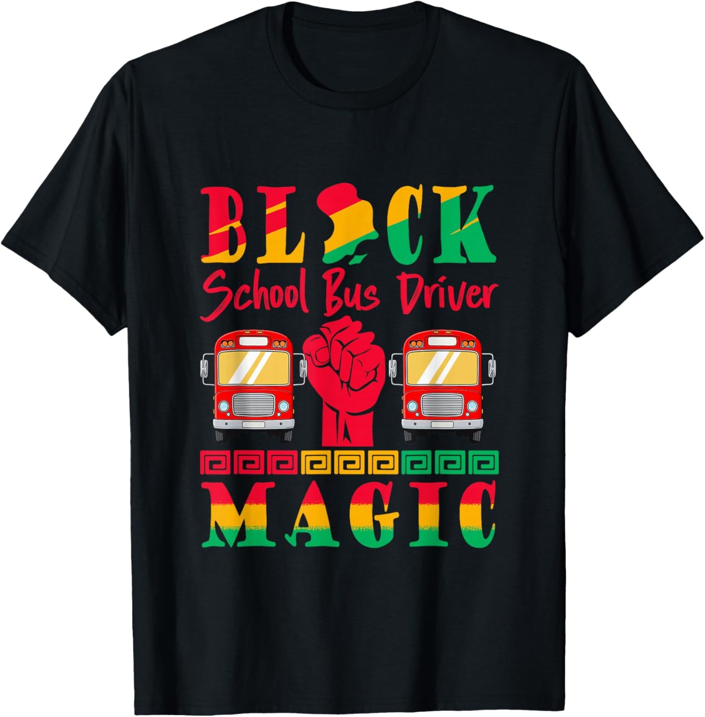 School Bus Driver Proud Black History Month Afro Job Team T-Shirt - T-Shirt | Black