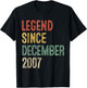 Legend December 2007 18th Birthday Boy Girl 18 Year Old T-Shirt - T-Shirt | Black