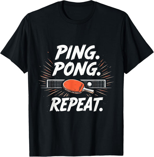 Funny Ping Pong Quote Gift Repeat T-Shirt - T-Shirt | Black