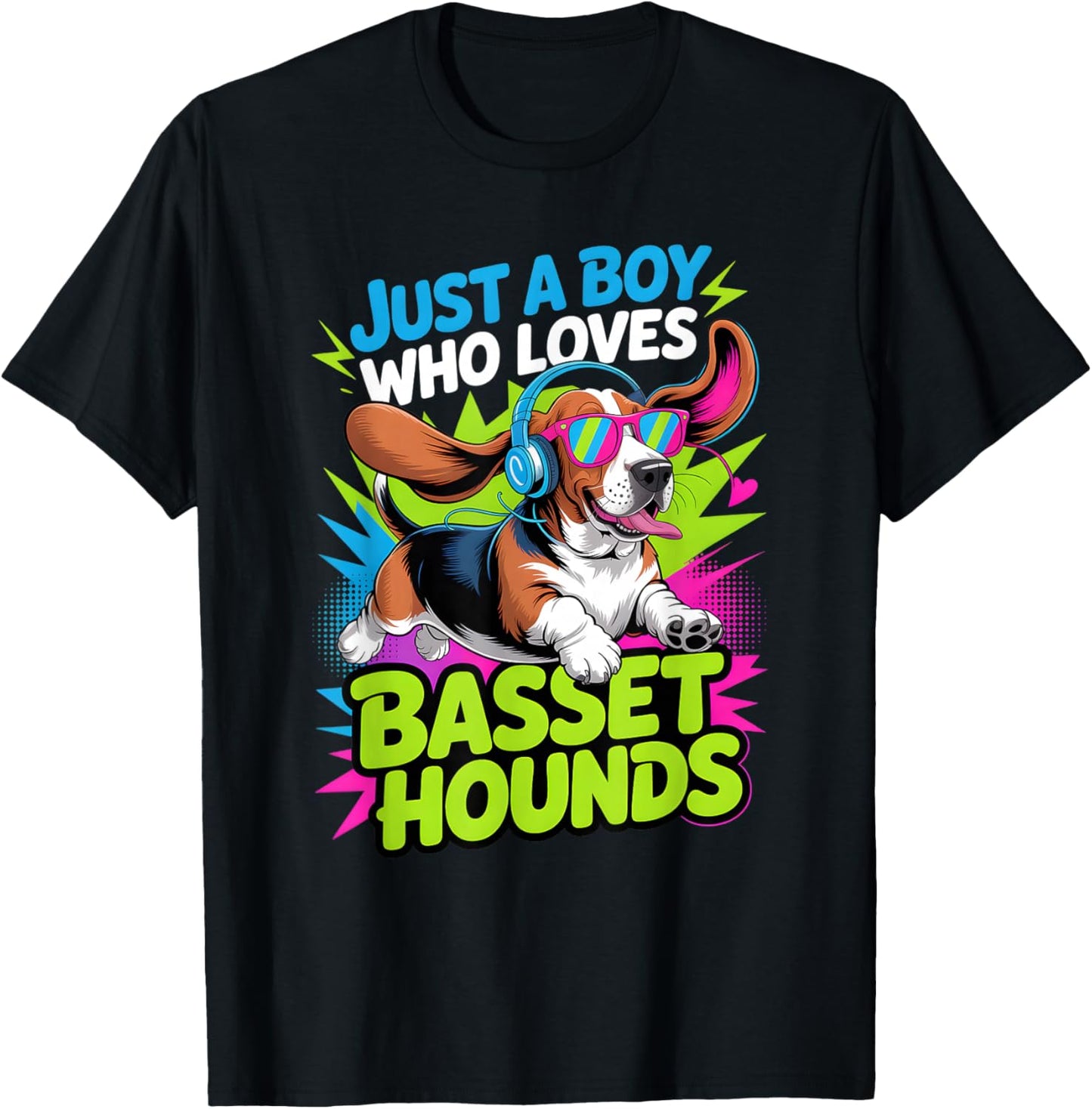 Boys Basset Hound T-Shirt - T-Shirt | Black