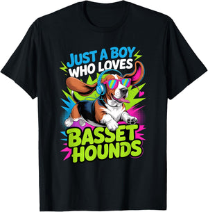 Boys Basset Hound T-Shirt - T-Shirt | Black