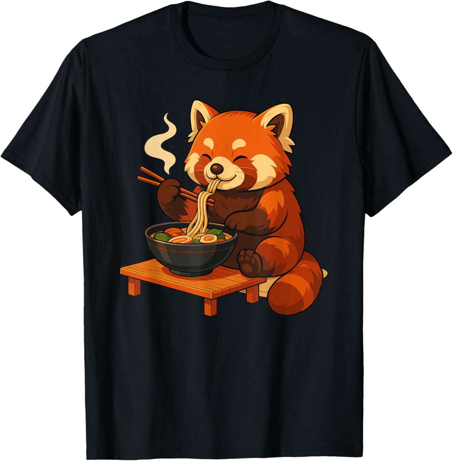 Roter Panda Mit Nudeln Ramen Kawaii Roter Panda T-Shirt - T-Shirt | Black