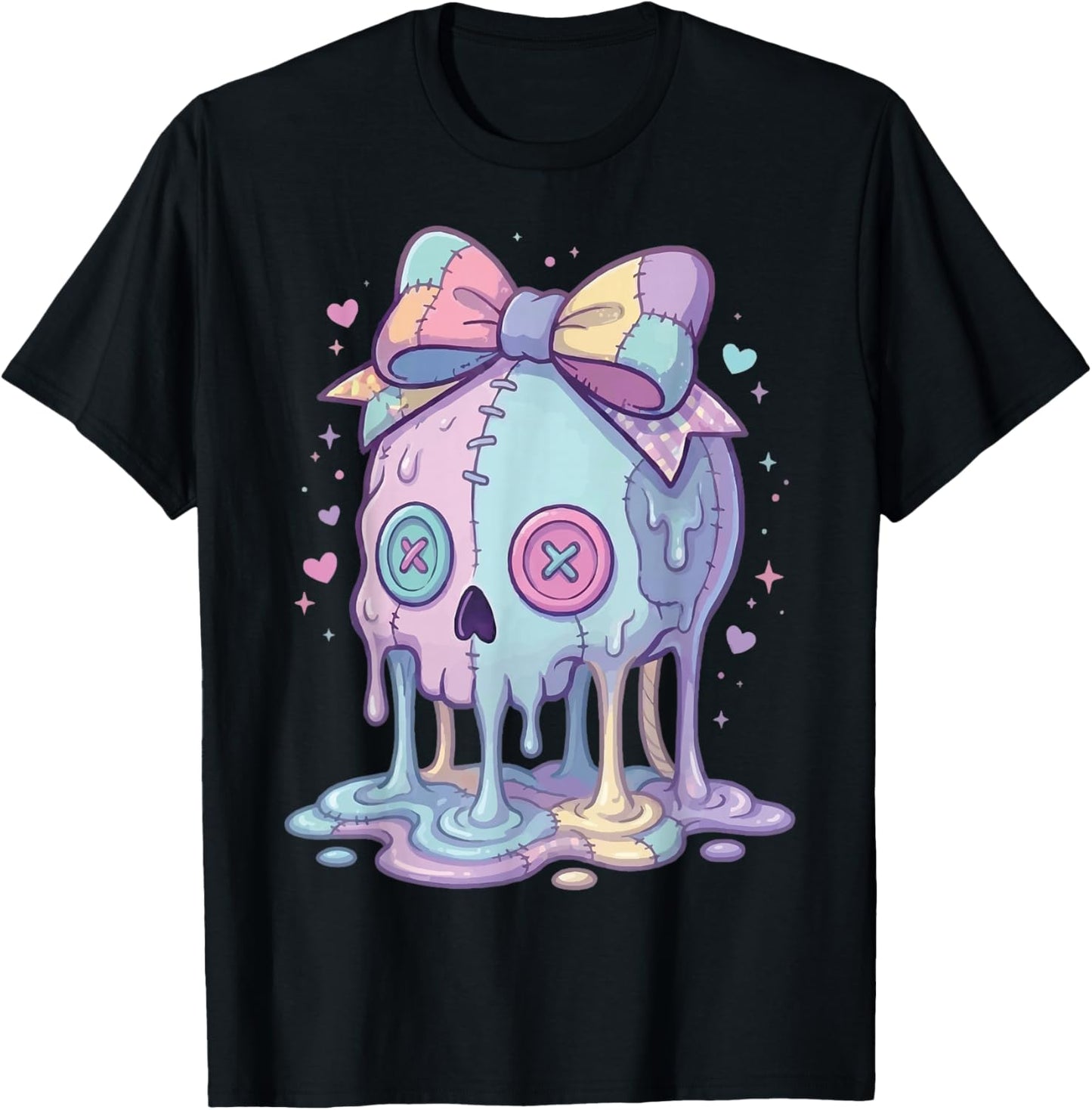 Melting Skull Pastel Goth Cute Aesthetic T-Shirt - T-Shirt | Black