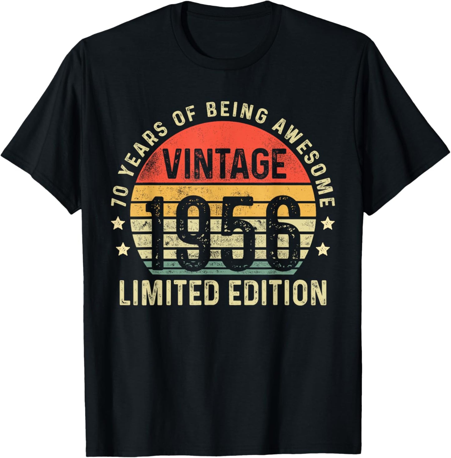 70th Birthday Vintage 1956 Limited Edition 70 Years Old Men T-Shirt - T-Shirt | Black