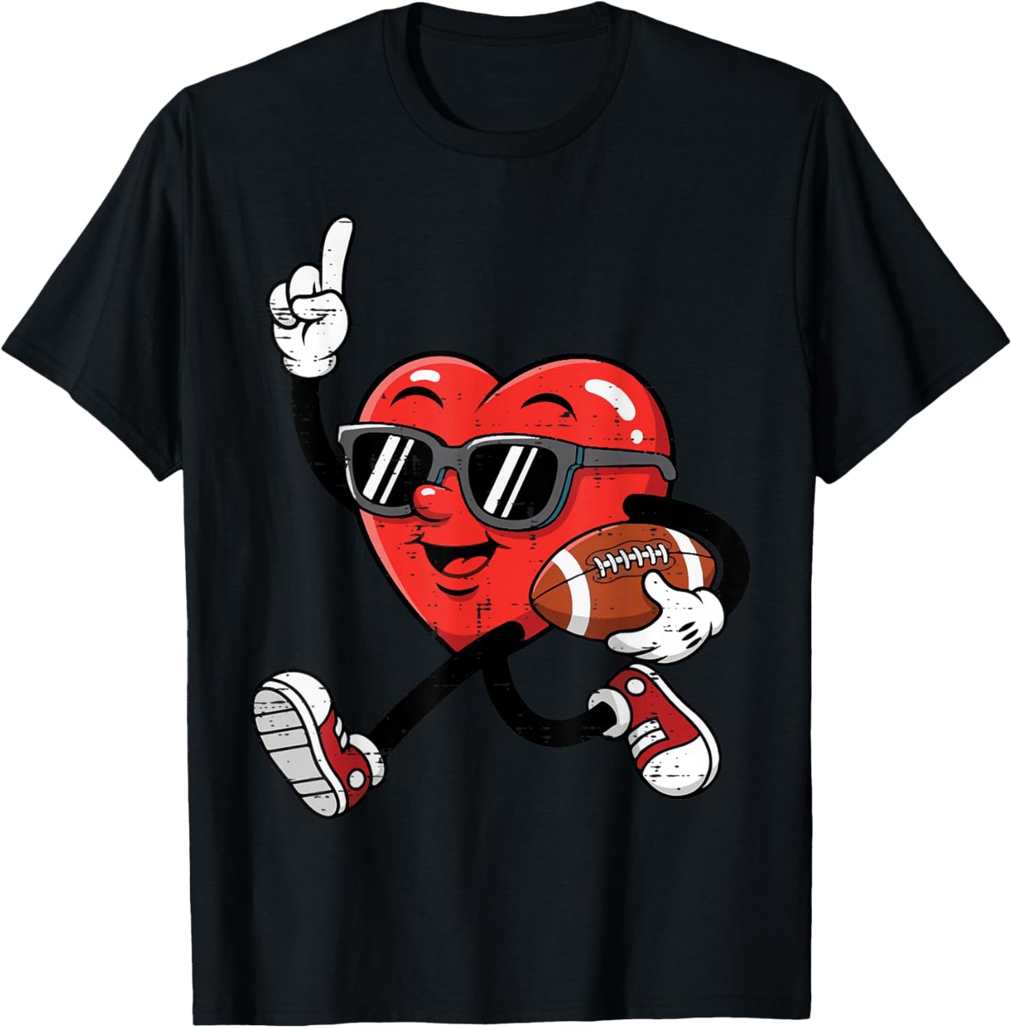 Valentines Day Heart American Football Player Men Boys Kids T-Shirt - T-Shirt | Black