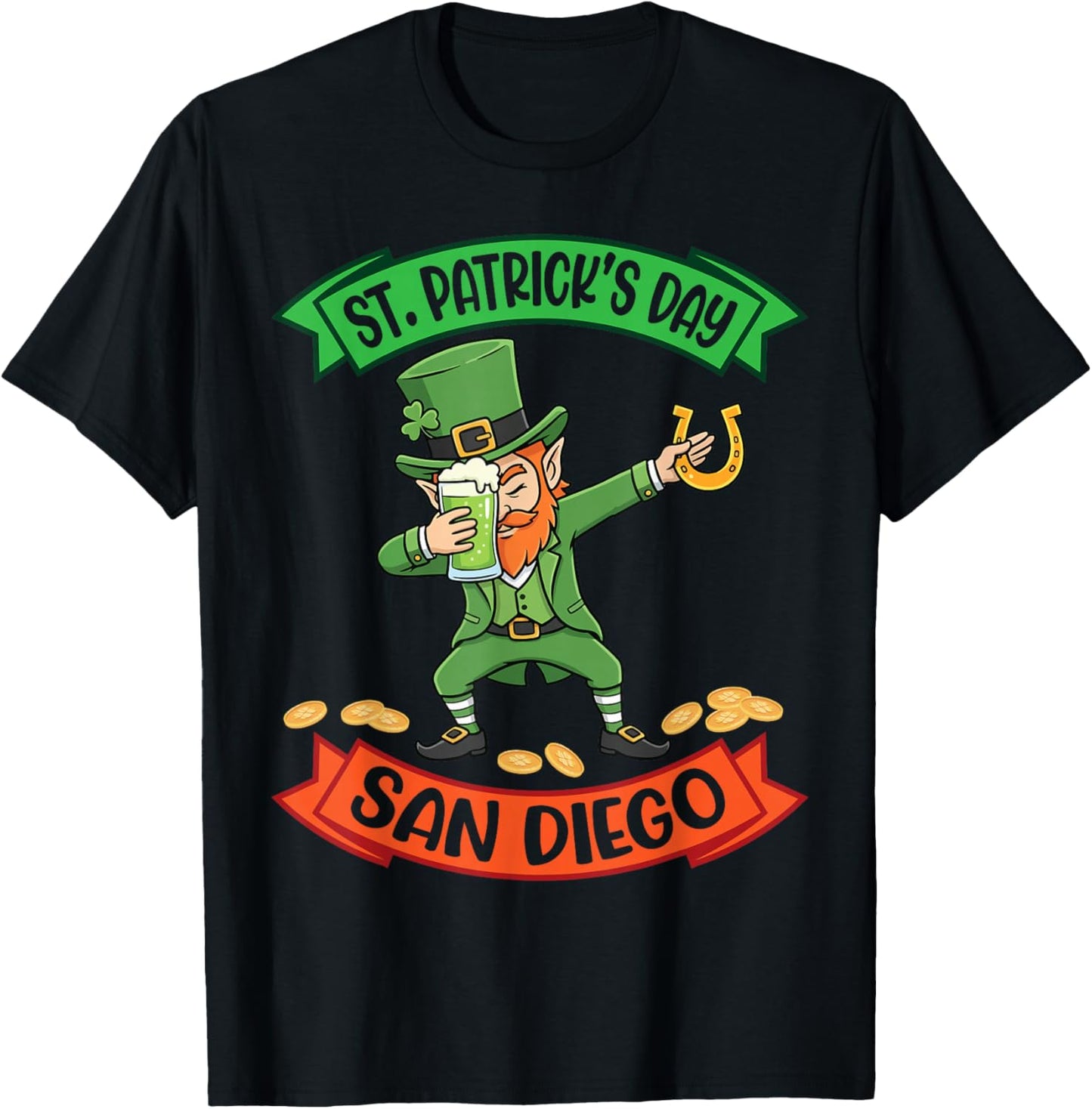 Dabbing Leprechaun St Patricks Day in San Diego Beer Gold T-Shirt - T-Shirt | Black