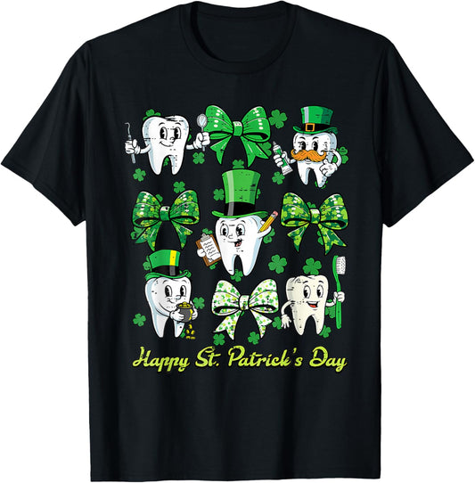 Happy St Patricks Day Dentist Tooth Saint Paddys Dental Men T-Shirt - T-Shirt | Black
