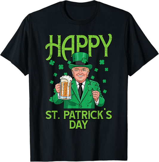 Happy St Patricks Day Trump Saint Pattys Paddys Men Women T-Shirt - T-Shirt | Black