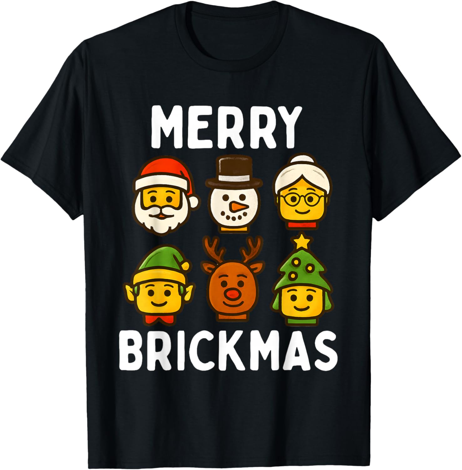 Christmas Building Brick Santa Elf Merry Xmas Boys Kids T-Shirt - T-Shirt | Black
