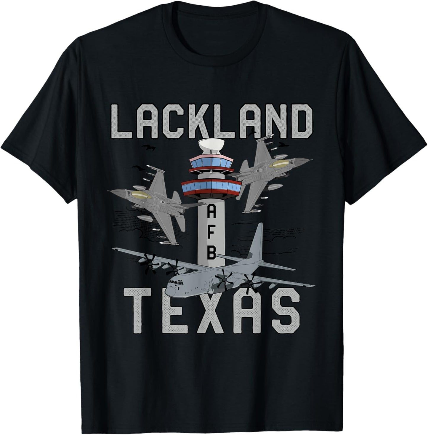 Lackland AFB Texas Air Force Base Fighter Jets Vintage T-Shirt - T-Shirt | Black