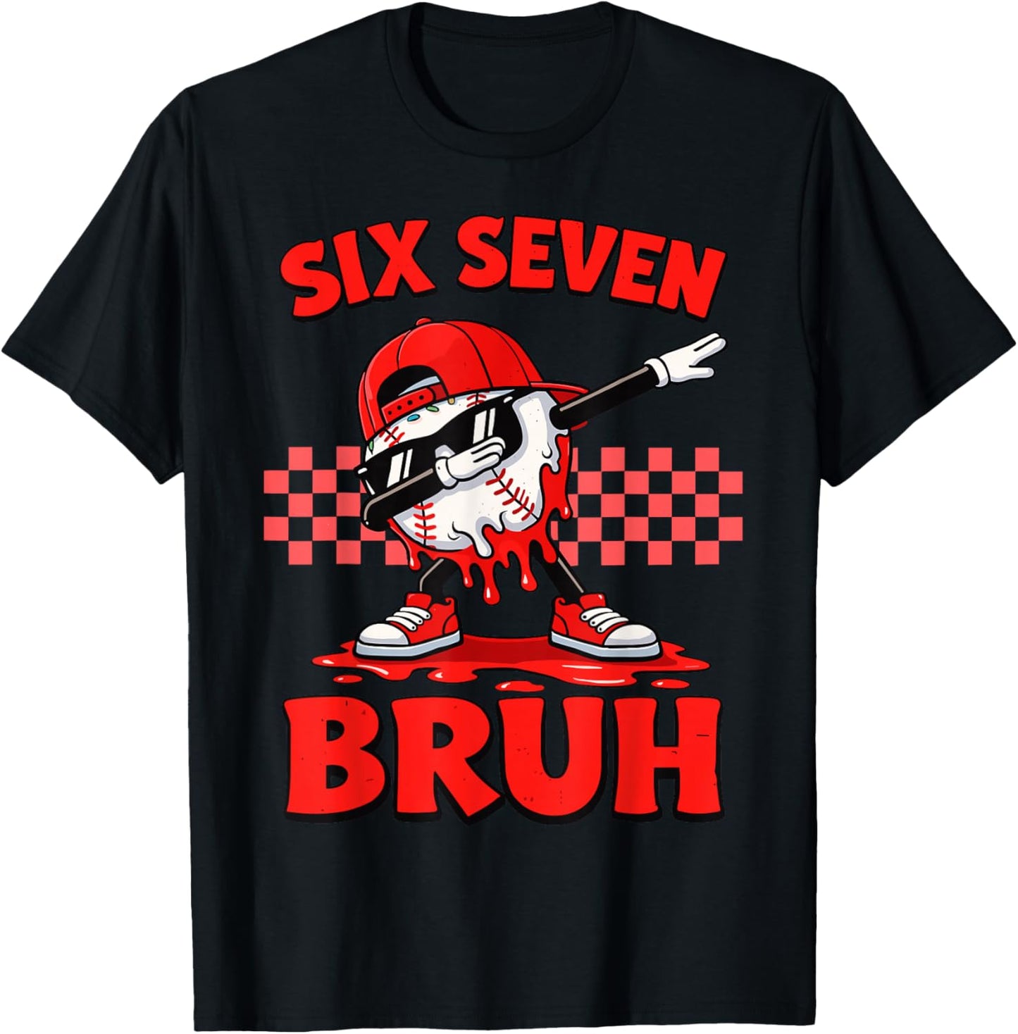 Six Seven 67 Bruh Baseball Valentine’s Day Teens Boys Kids T-Shirt - T-Shirt | Black