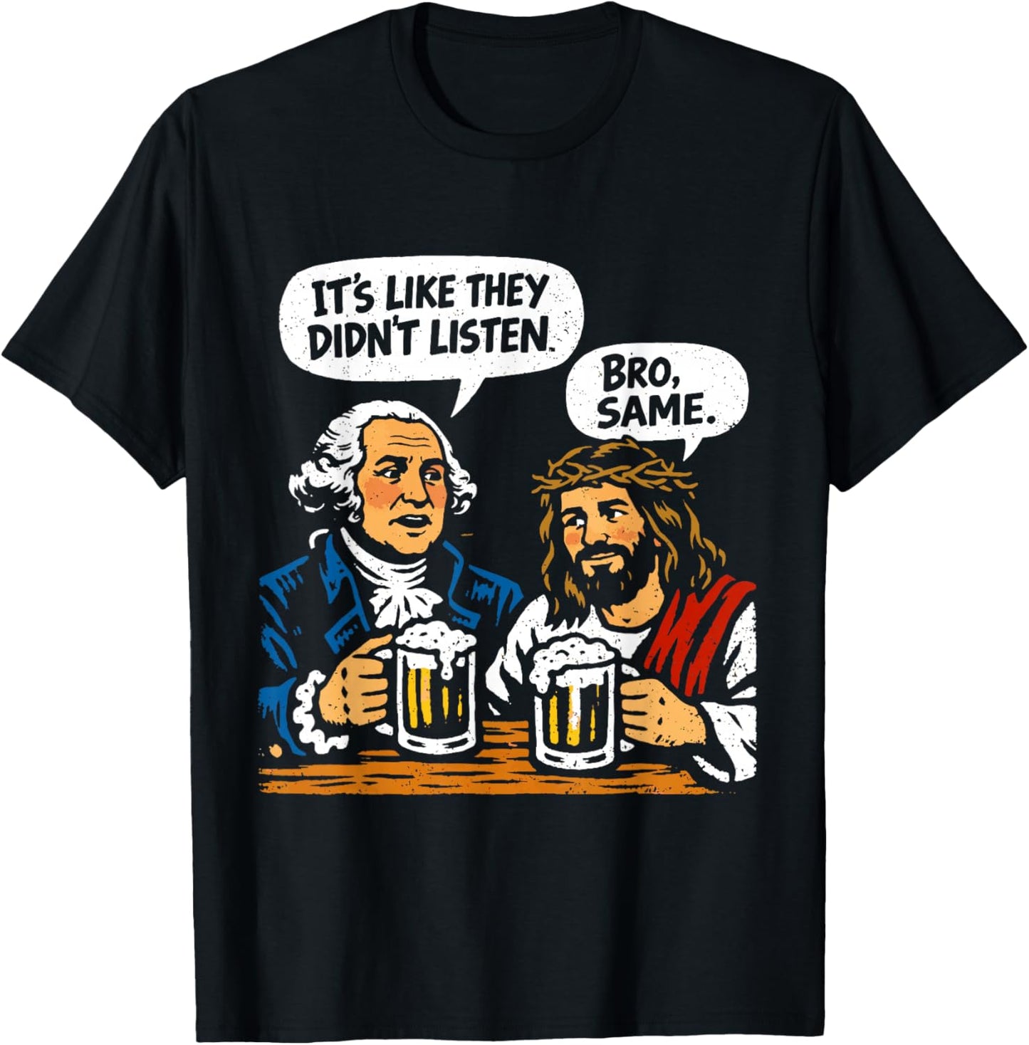 George Washington and Jesus T-Shirt - T-Shirt | Black