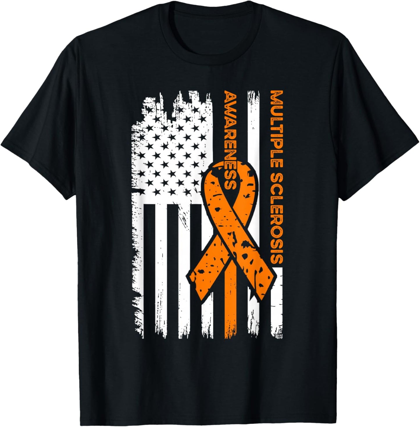 MS Multiple Sclerosis Awareness Flag T-Shirt - T-Shirt | Black