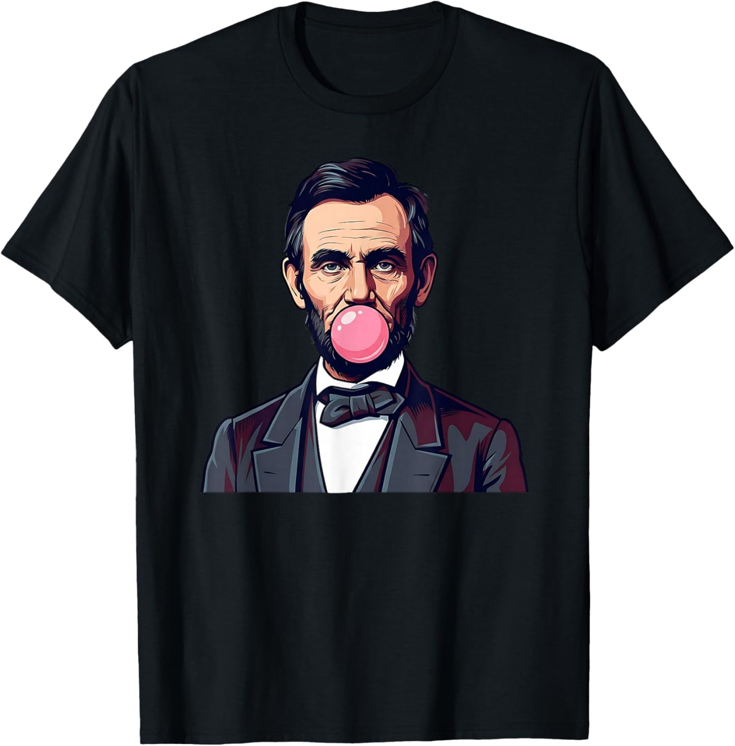 Abraham Lincoln Blowing A Bubble Bubblegum T-Shirt - T-Shirt | Black