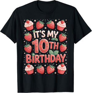 Berry Sweet It's My 10th Birthday Girls Fun T-Shirt - T-Shirt | Black