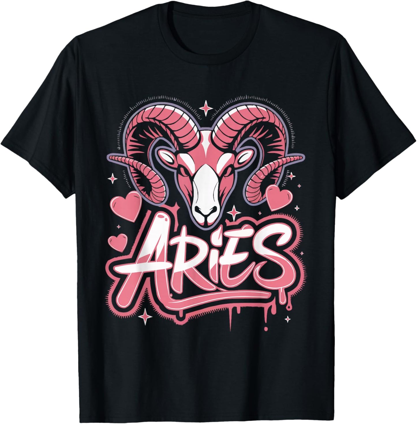 Zodiac Sign Aries Sign Constellation Birthday Horoscope T-Shirt - T-Shirt | Black