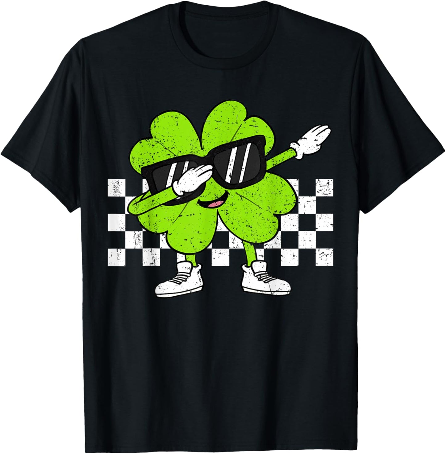 Boys St Patricks Day Toddler Lucky Dabbing Shamrock Clover T-Shirt - T-Shirt | Black