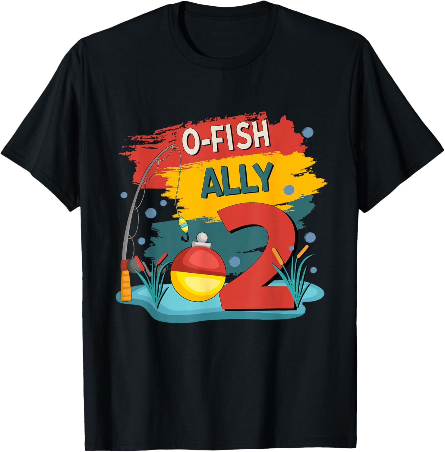 2 Years Old Boy O'Fishally 2 Birthday Fishing Themed Party T-Shirt - T-Shirt | Black