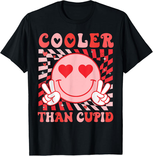 Cooler Than Cupid Valentines Day for Teens Kids Boys Girls T-Shirt - T-Shirt | Black