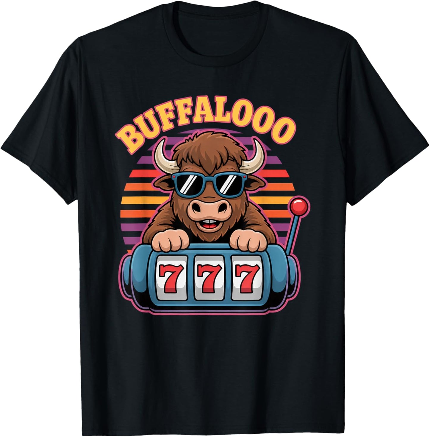 Buffalo Casino Slot Machine Jackpot Gamblers Vegas Poker T-Shirt - T-Shirt | Black