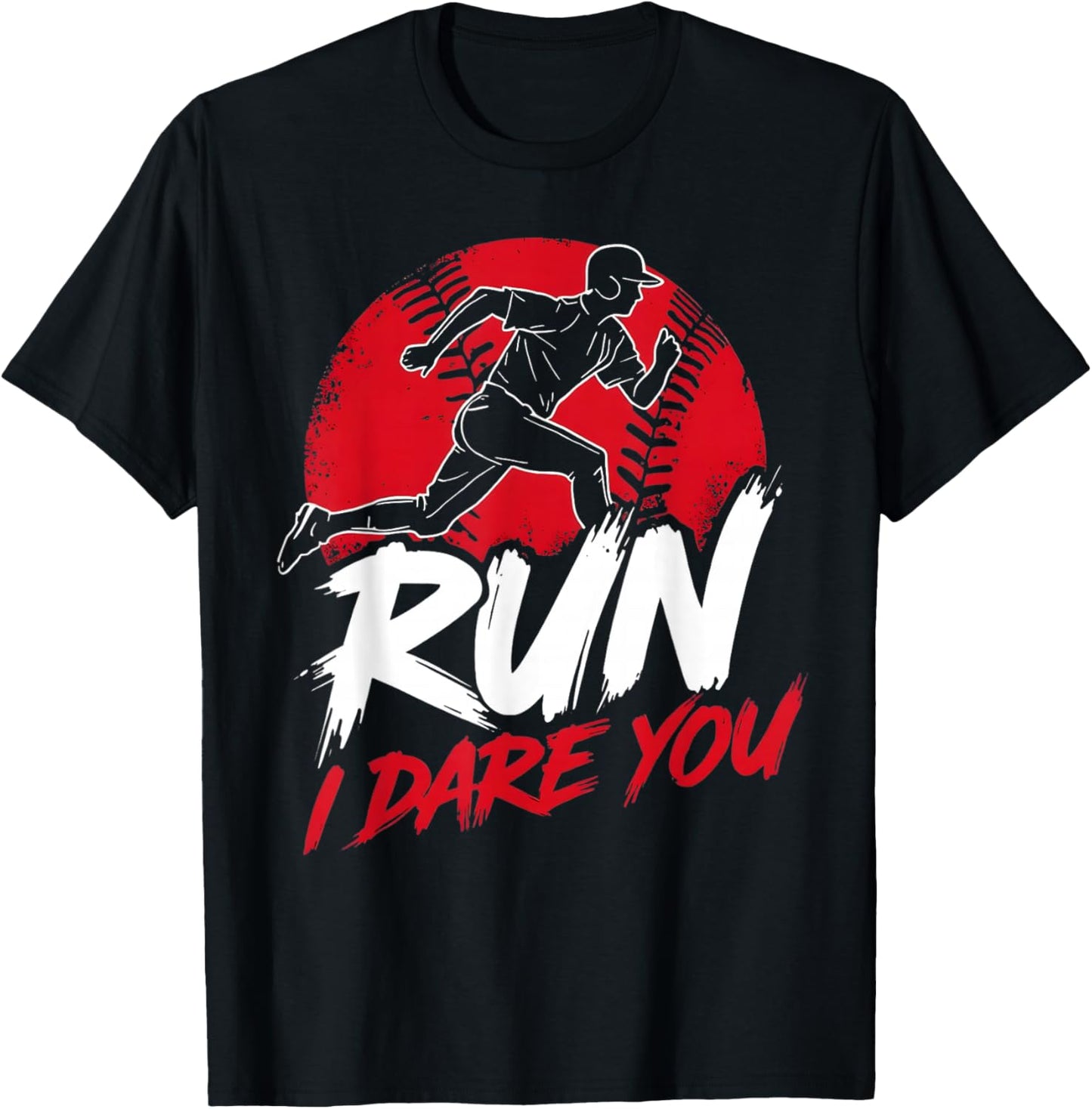 Vintage Humor Baseball Apparel Run I Dare You T-Shirt - T-Shirt | Black
