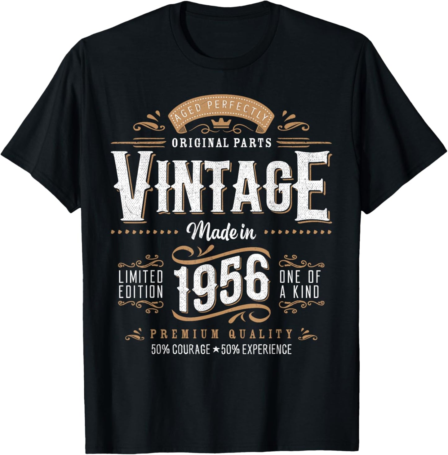 Vintage 1956 Label 70th Birthday Gift Men Women 70 Year Old T-Shirt - T-Shirt | Black