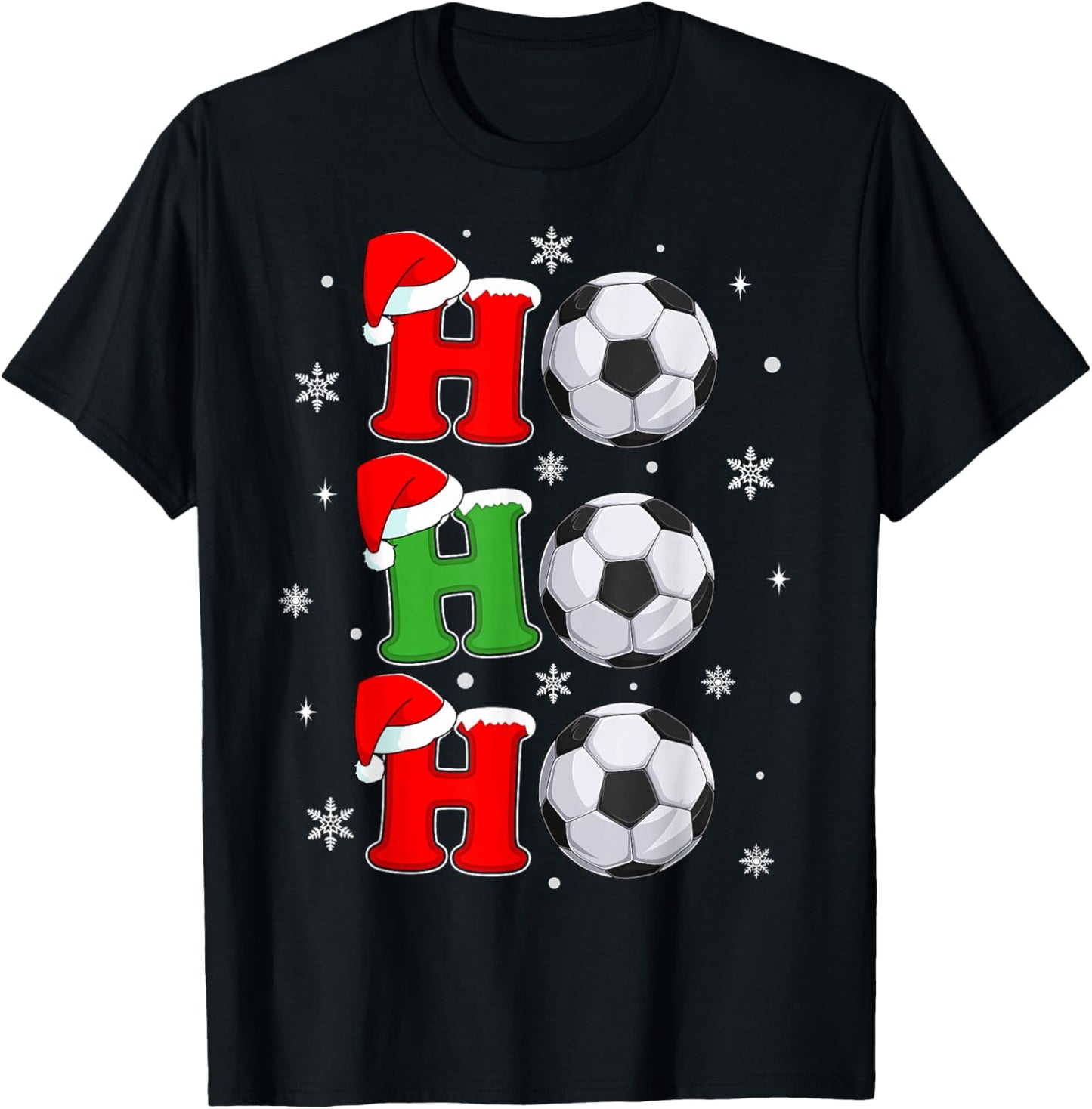 Ho Ho Ho Santa Soccer Football Christmas Sports Player Xmas T-Shirt - T-Shirt | Black