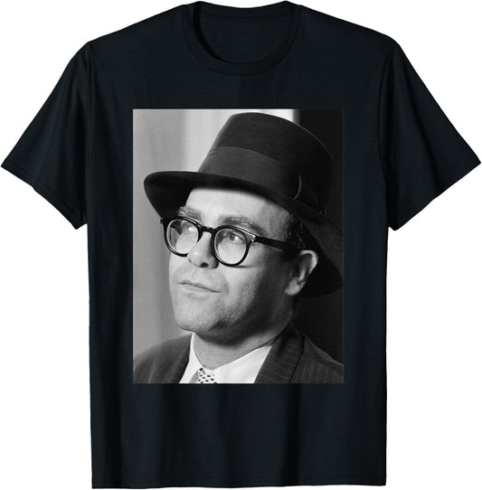 Elton John in 1987 Leather Jackets Era T-Shirt - T-Shirt | Black