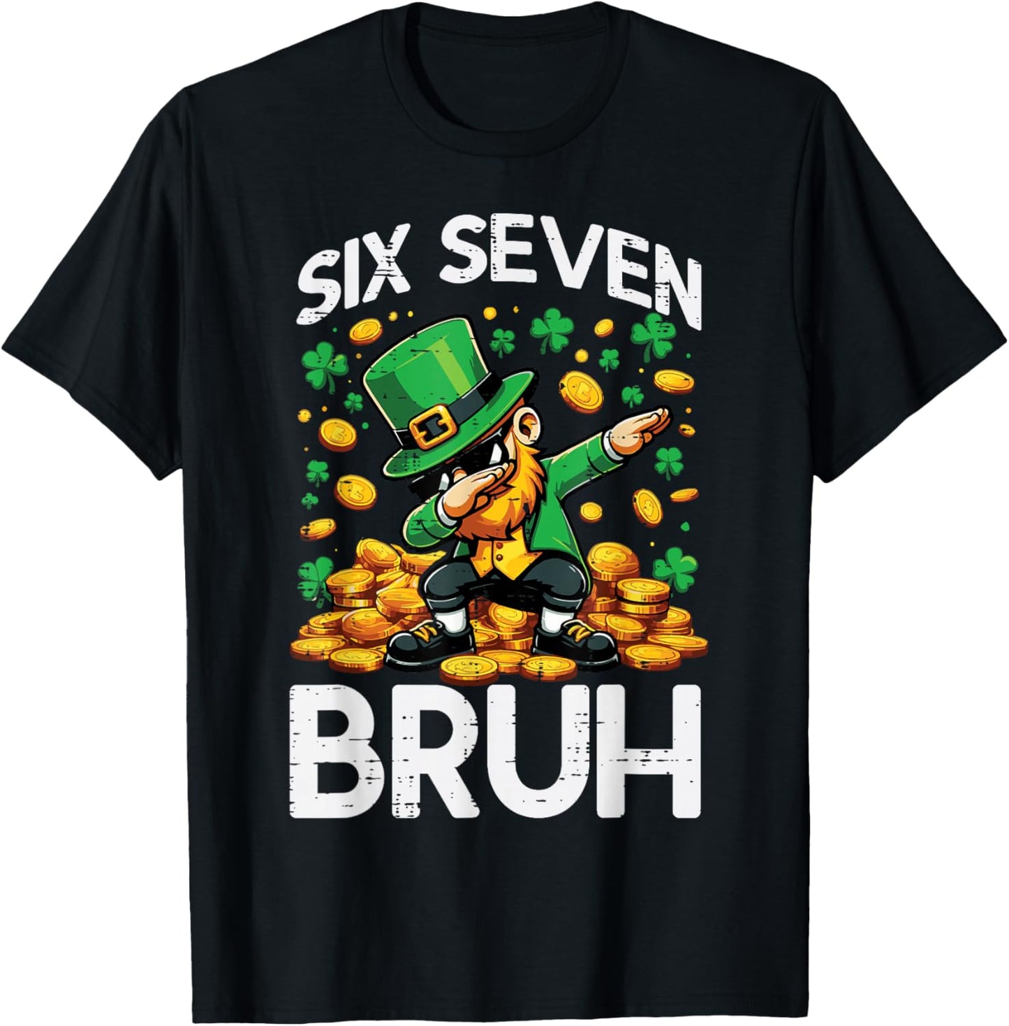 6 7 St Patricks Day Six Seven Bruh Leprechaun 67 Kids Youth T-Shirt - T-Shirt | Black