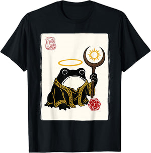 NAT 1 Grumpy Japanese Frog Cleric Funny DND T-Shirt - T-Shirt | Black